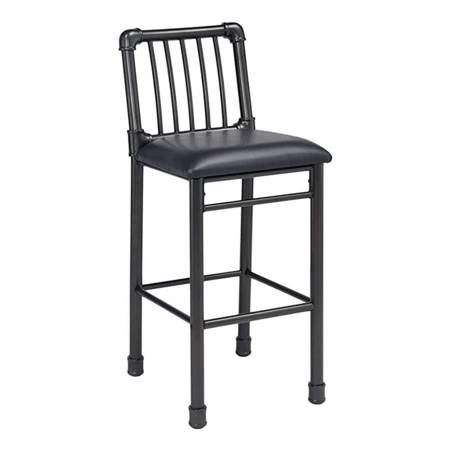 HomeRoots 22" x 18" x 42" Black And Black Bar Chair in Set of Two