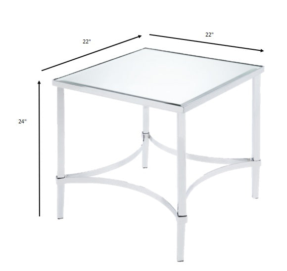 HomeRoots 22" x 22" x 24" Chrome And Mirrored End Table