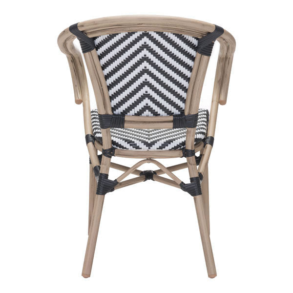 HomeRoots 22" x 22" x 32.7" 2 Pcs Black And White Polyethylene Dining Arm Chair