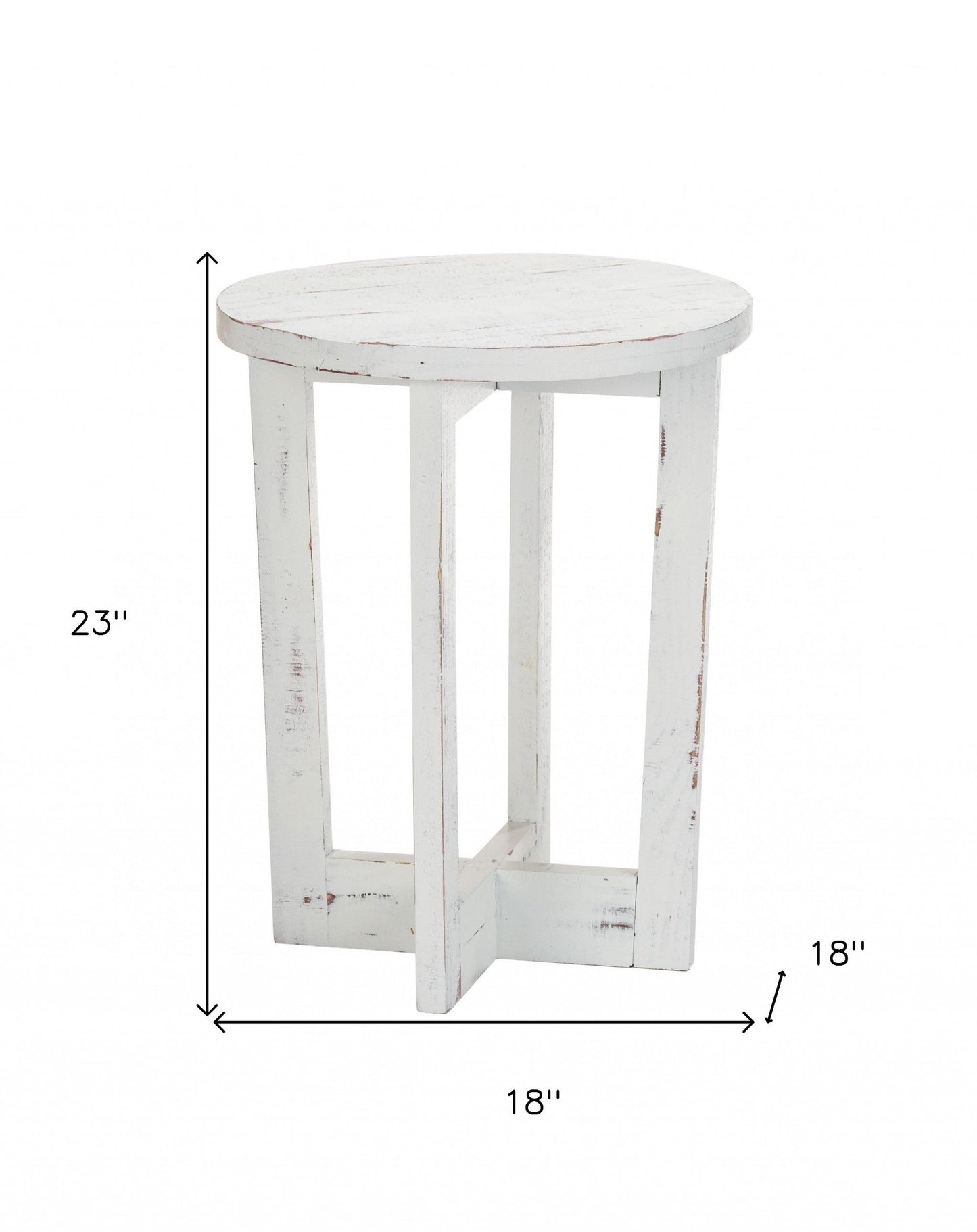 HomeRoots 23" Modern Farmhouse Round End Table With Rustic White Finish