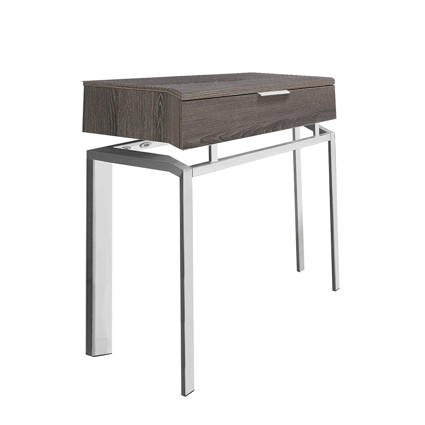 HomeRoots 23" Silver And Deep Taupe End Table With Drawer