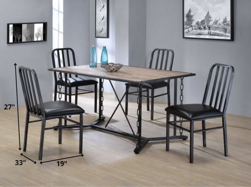 HomeRoots 23' x 19' x 37' 2-Piece Black PU And Antique Black Side Chair