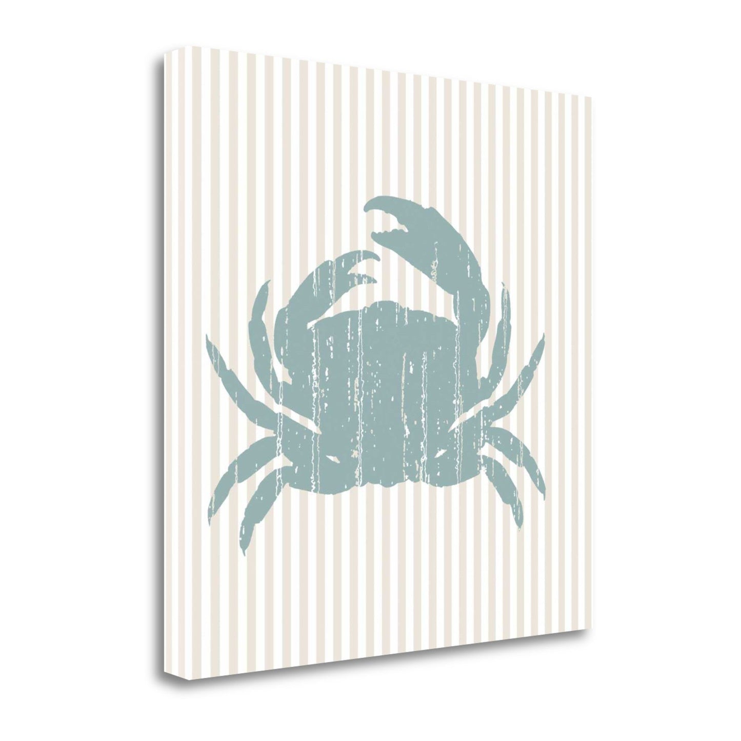 HomeRoots 24" Aqua Crab Tan Striped Background Giclee Wrap Canvas Wall Art