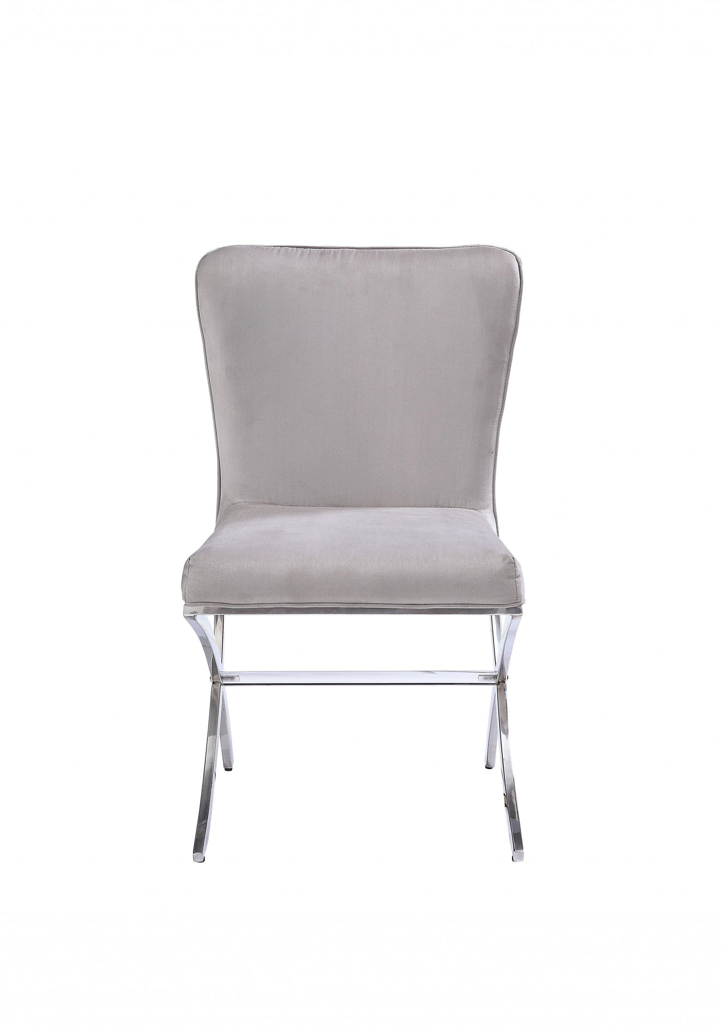 HomeRoots 24" Beige Velvet And Silver Parsons Chair
