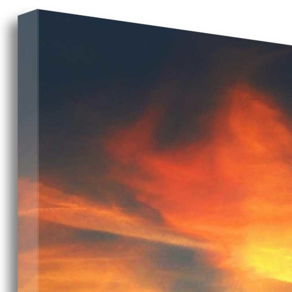 HomeRoots 24" Black Cat Watching Sunset 3 Giclee Wrap Canvas Wall Art