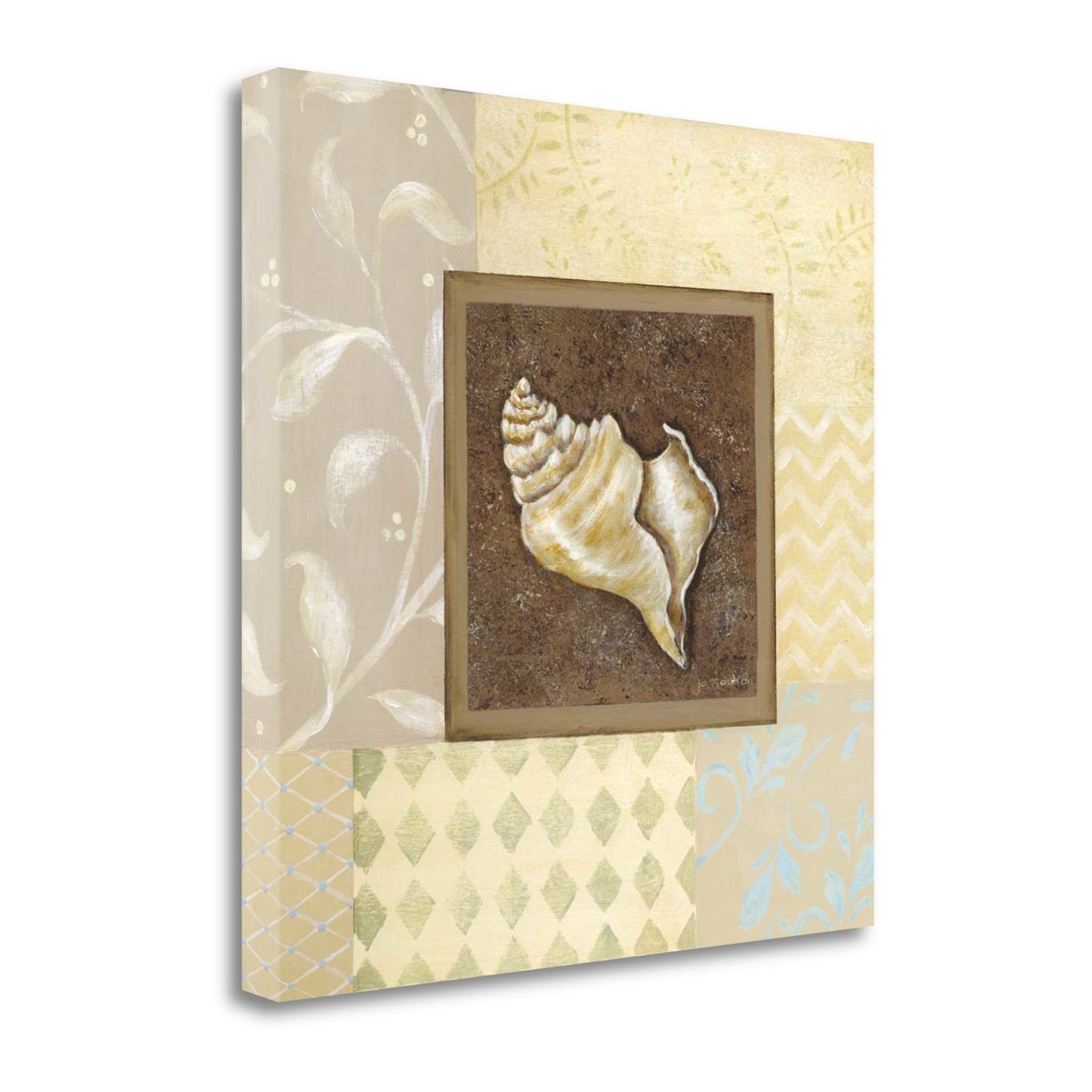 HomeRoots 24" Conch Shell with Multi-Pattern Background Giclee Wrap Canvas Wall Art