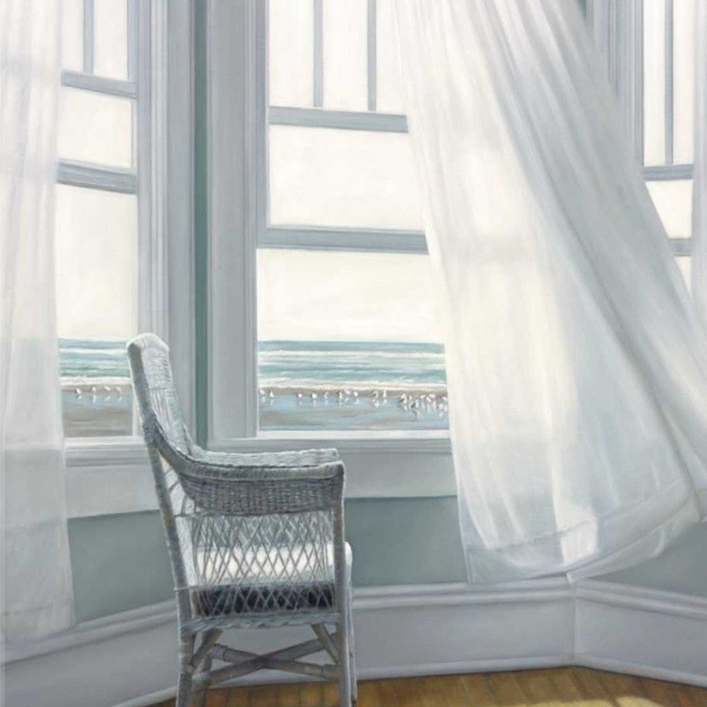 HomeRoots 24" Lonesome Single Chair with Flying White Curtains Giclee Wrap Canvas Wall Art