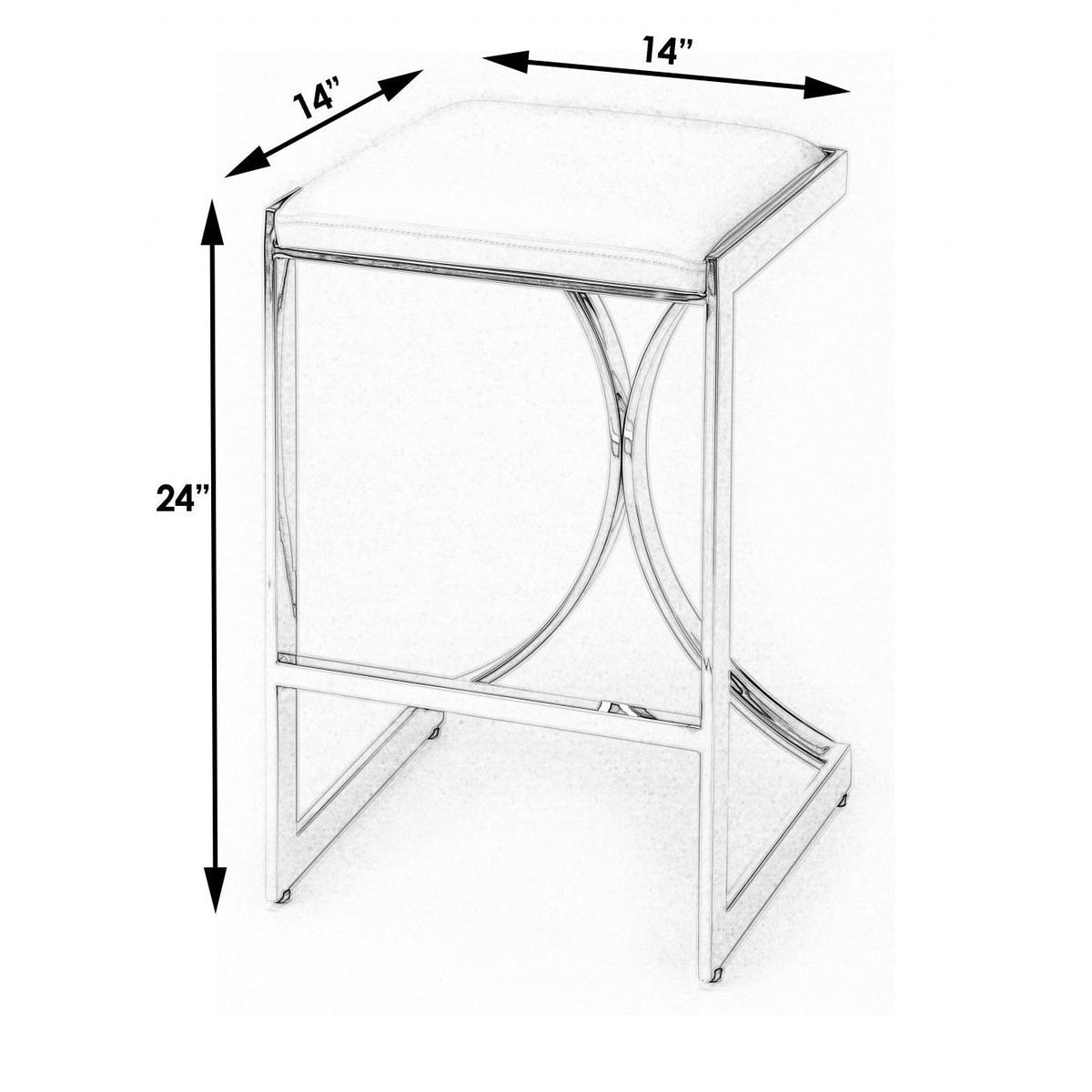 HomeRoots 24" Off White And Silver Faux Leather And Iron Backless Counter Height Bar Chair With Footrest