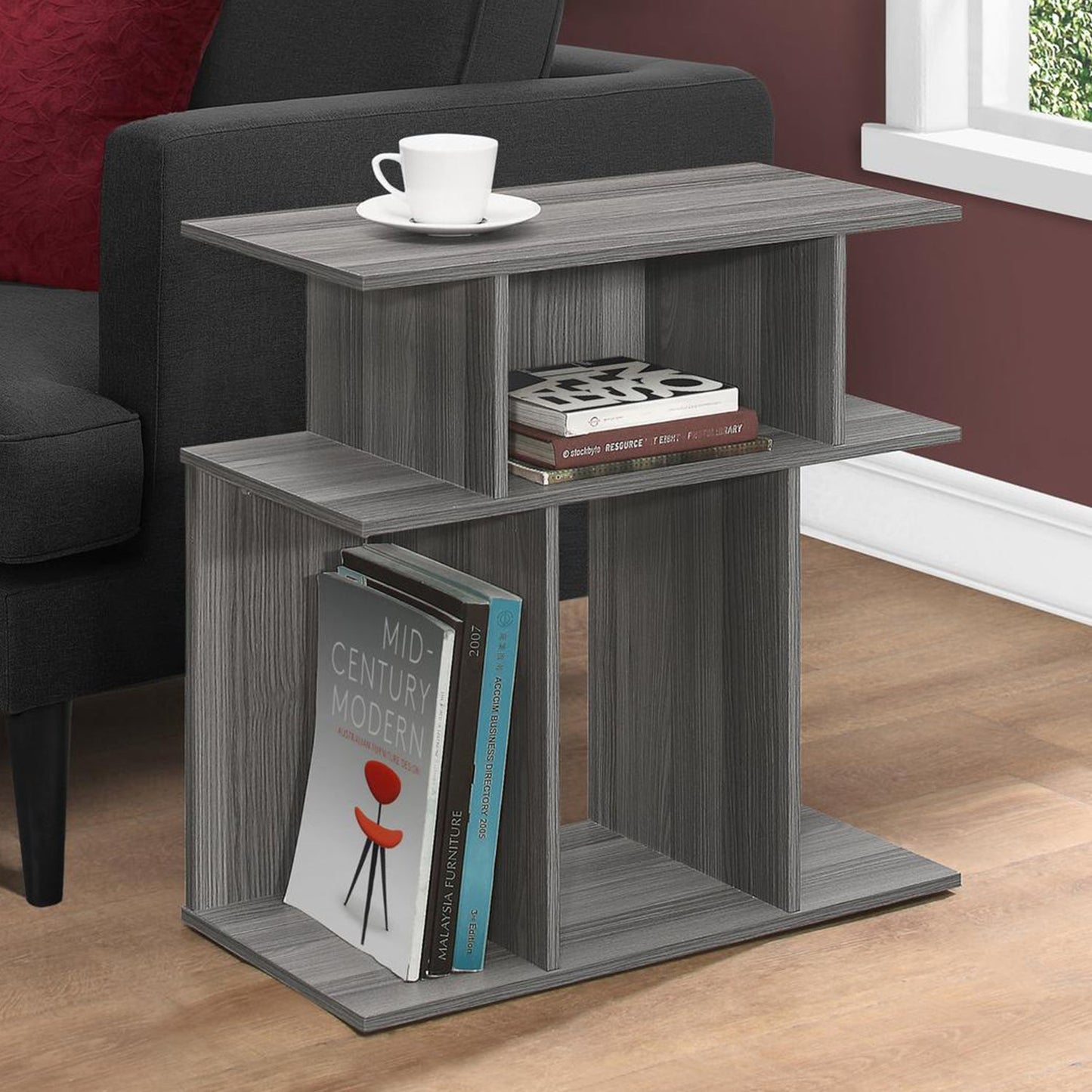 HomeRoots 24" Particle Board Laminate Accent Table in Gray Finish