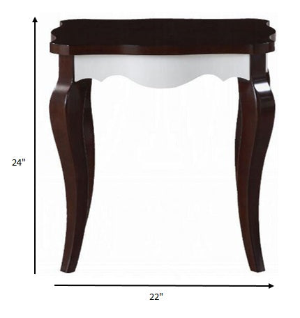 HomeRoots 24" Solid Wood End Table in Dark Brown Finish