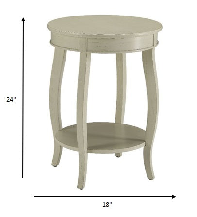 HomeRoots 24" Solid Wood Round End Table With Shelf in White Finish