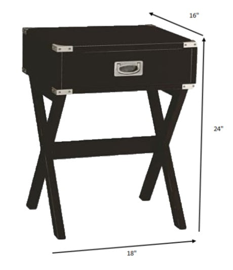 HomeRoots 24" Solid Wooden Metal Accent End Table in Black Finish