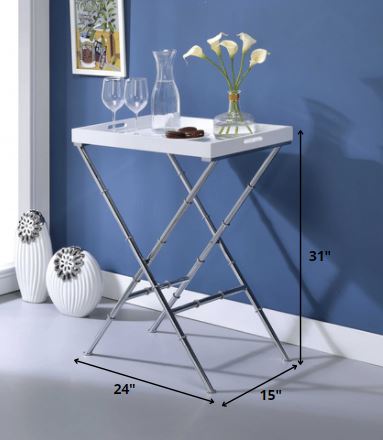 HomeRoots 24' x 15' x 31' White Wood Tray Table