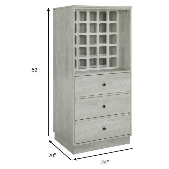 HomeRoots 24" x 20" x 52" Wine MDF Cabinet In Antique White Finish