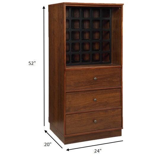HomeRoots 24" x 20" x 52" Wine MDF Cabinet In Walnut Finish