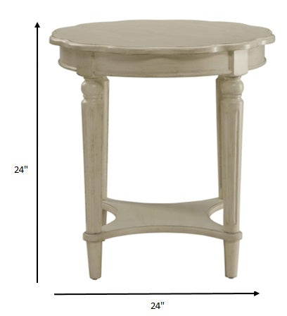 HomeRoots 24" x 24" x 24" Antique White Solid Wood End Table