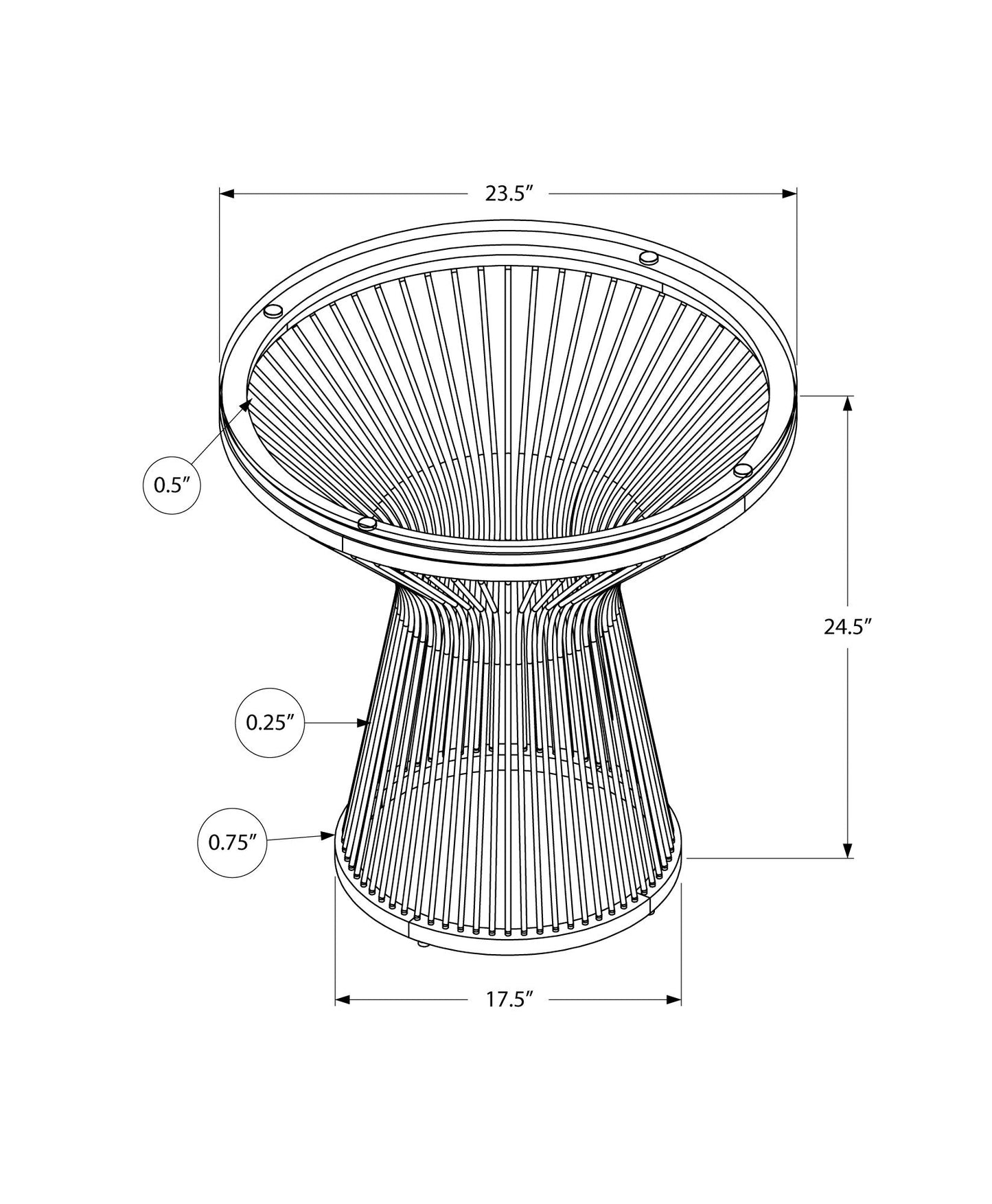 HomeRoots 25" Stainless Steel Accent Table With Tempered Glass Top