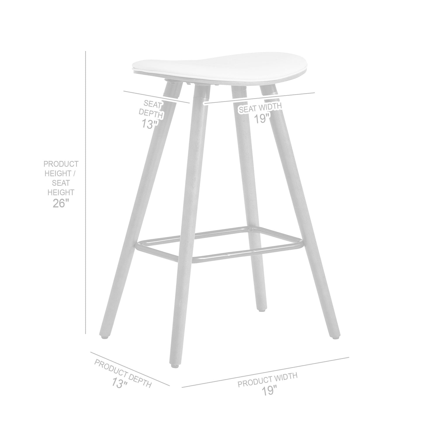 HomeRoots 26" Brown Faux Leather Backless Bar Stool With Wooden Base