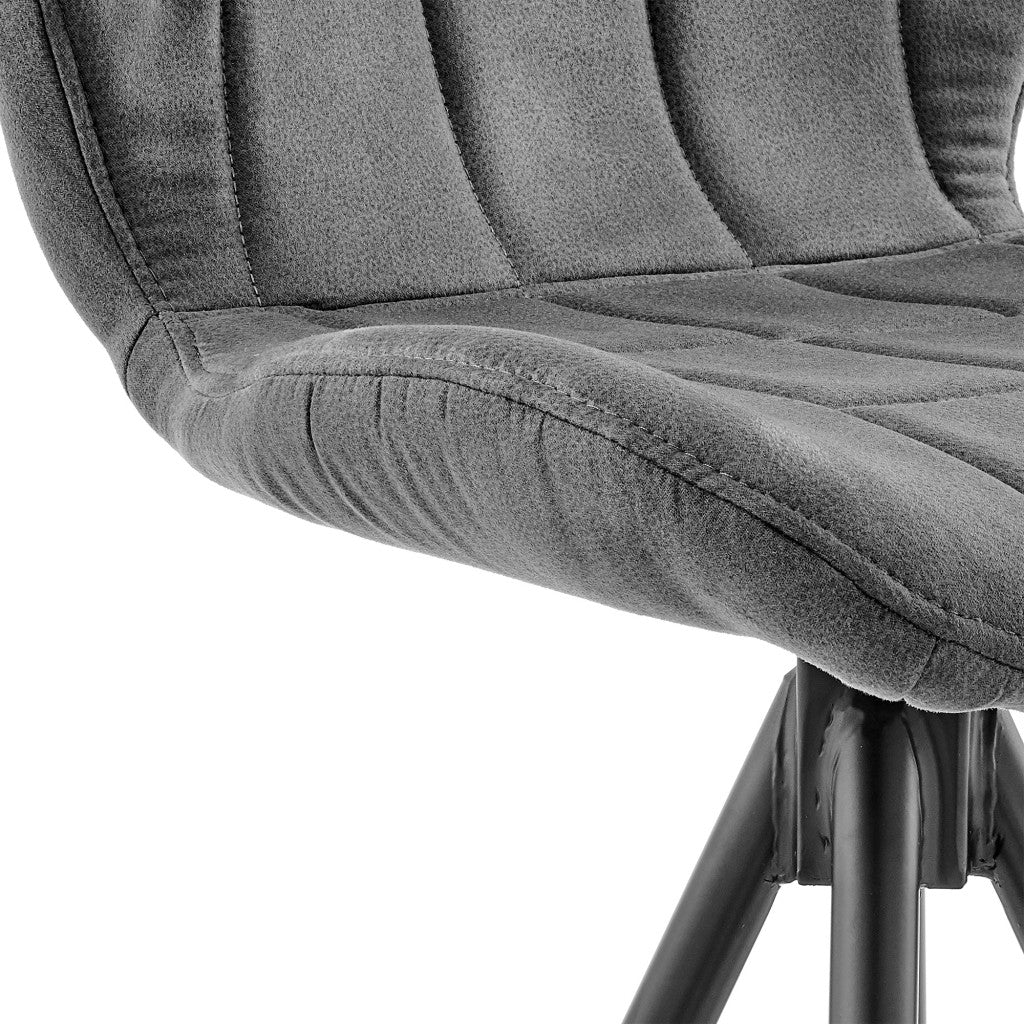 HomeRoots 26" Charcoal Gray and Black Microfiber Squared Channel Bar Stool