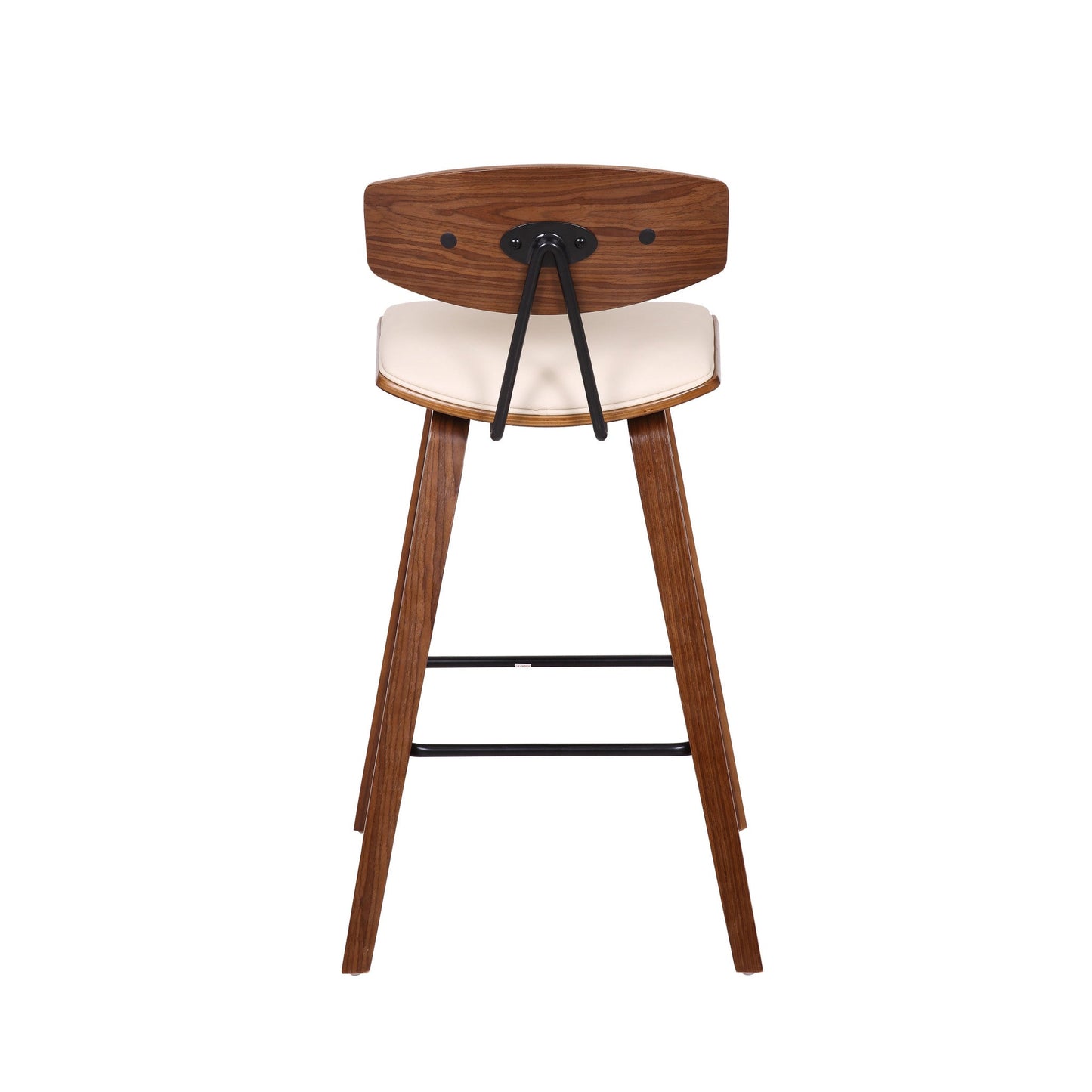 HomeRoots 26" Cream Faux Leather Mid Century Modern Bar Stool