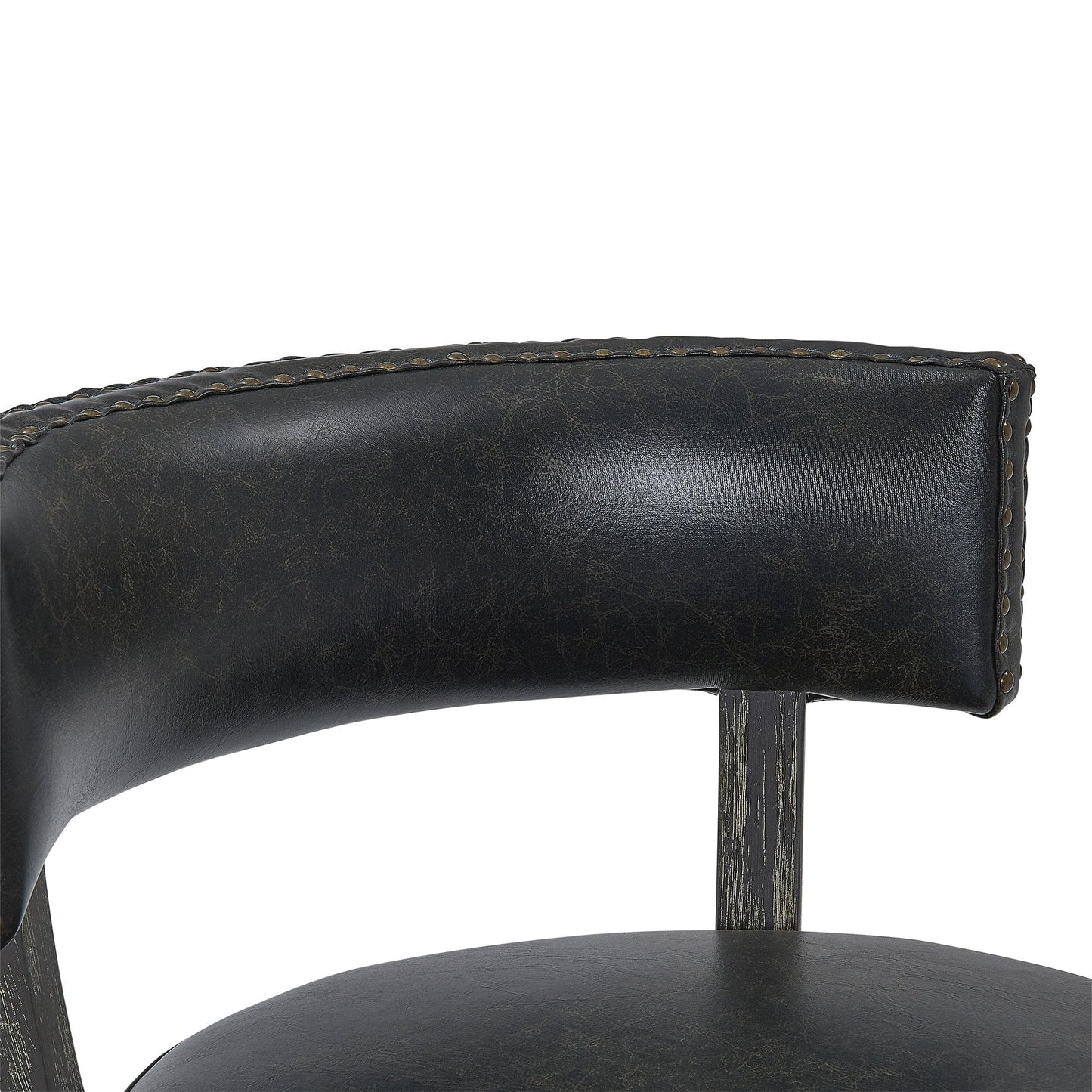HomeRoots 26" Faux Leather Swivel Wood Counter Stool in Brown Onyx Finish