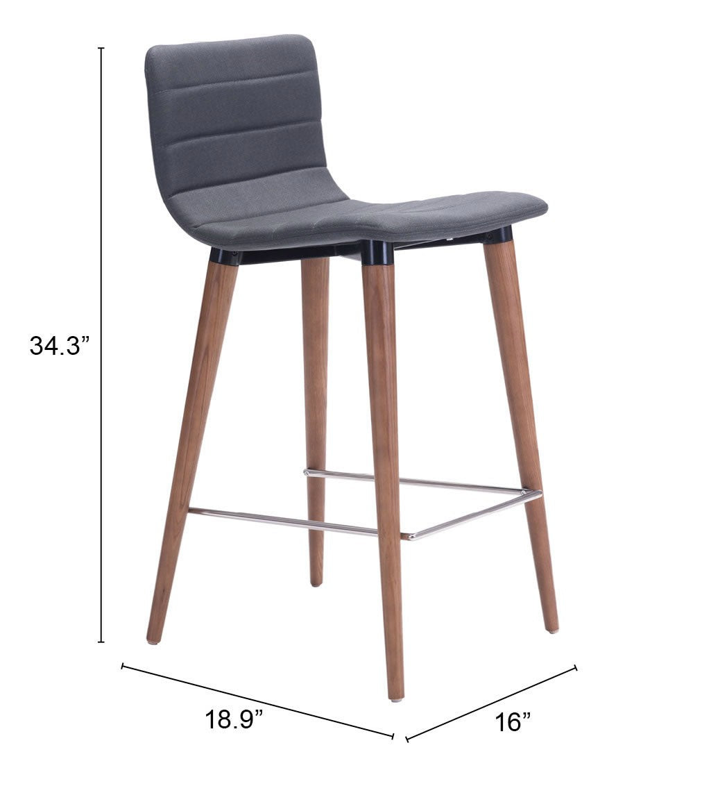 HomeRoots 26" Gray And Brown Solid Wood Low Back Counter Height Chairs in Set of Two