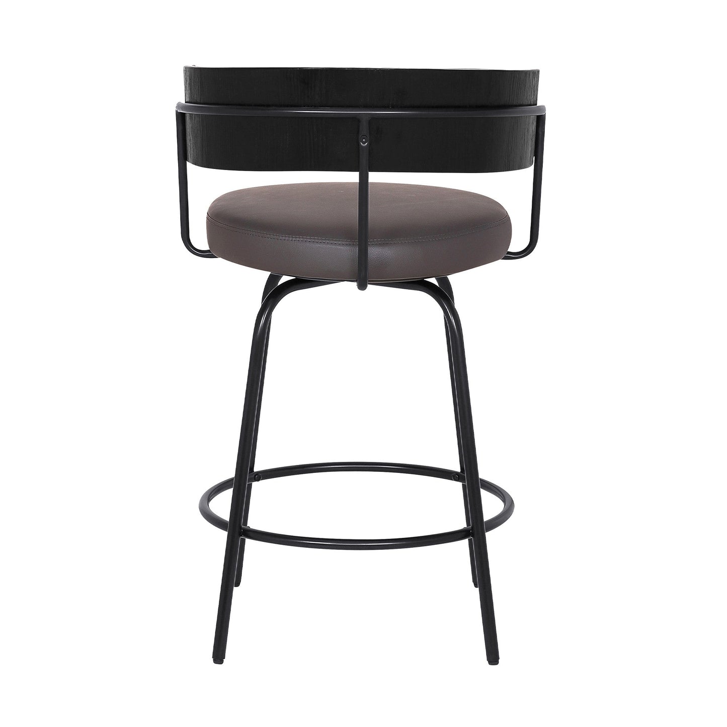 HomeRoots 26" Gray Faux Leather Modern Swivel Bar Stool