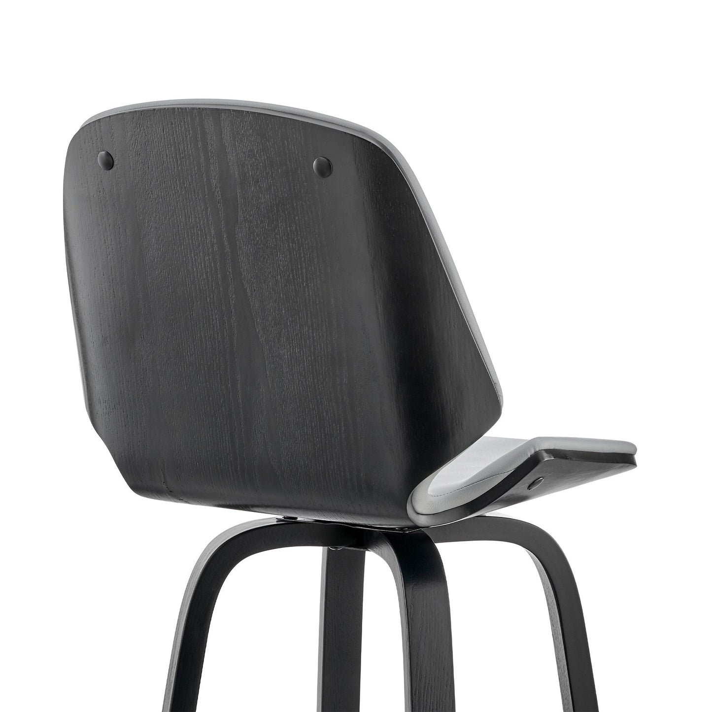 HomeRoots 26" Gray Faux Leather Swivel Seat Wooden Bar Stool