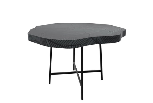 HomeRoots 26" Modern Black Organic Shaped Wood And Metal End Table