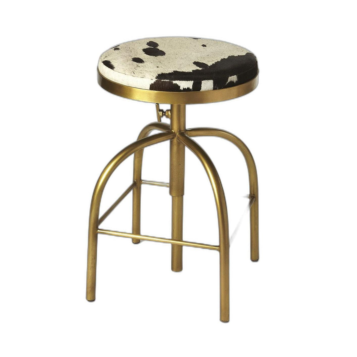 HomeRoots 26" Multicolor And Gold Swivel Backless Counter Height Bar Chair With Footrest