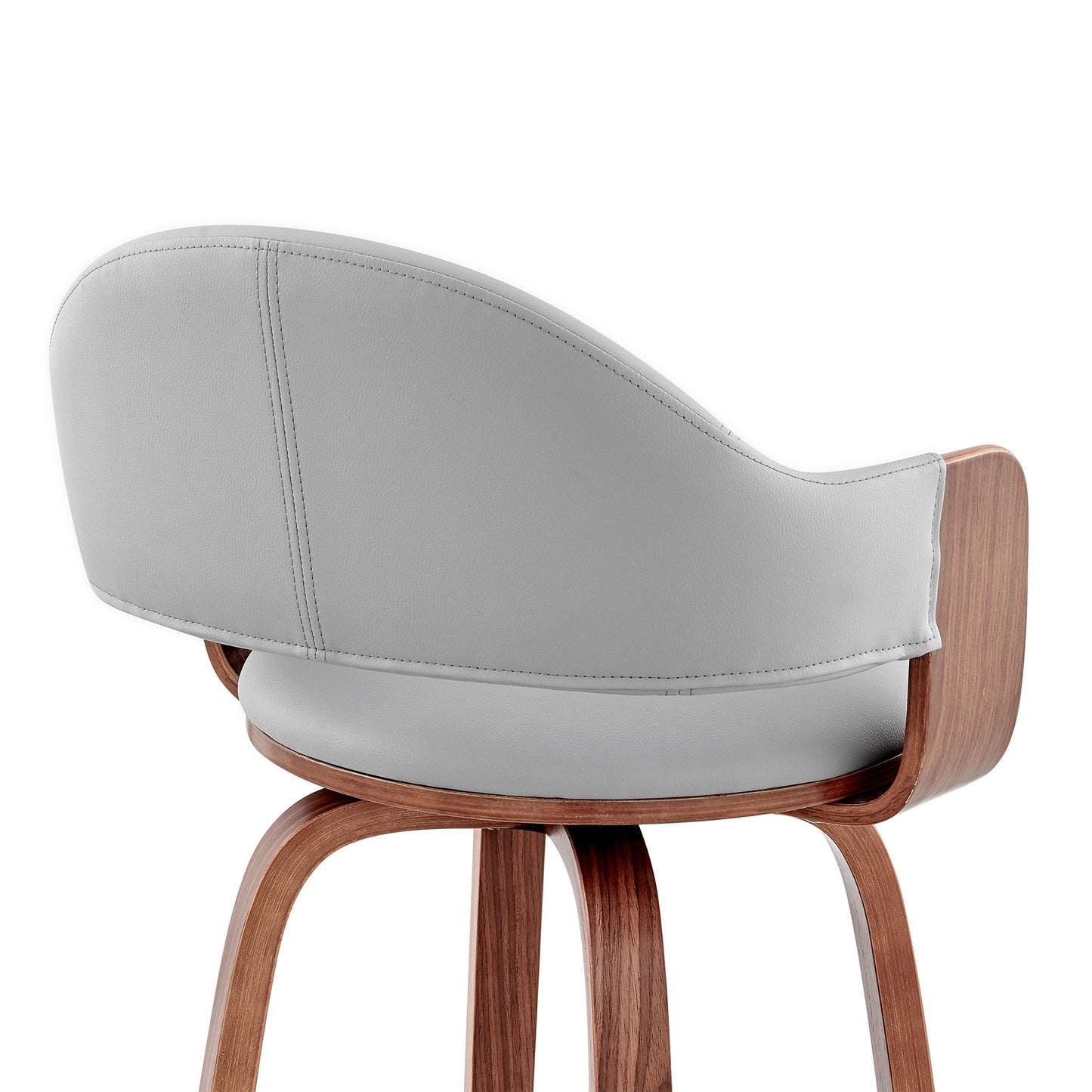 HomeRoots 26" Rich Grey Faux Leather Walnut Wood Bar Stool