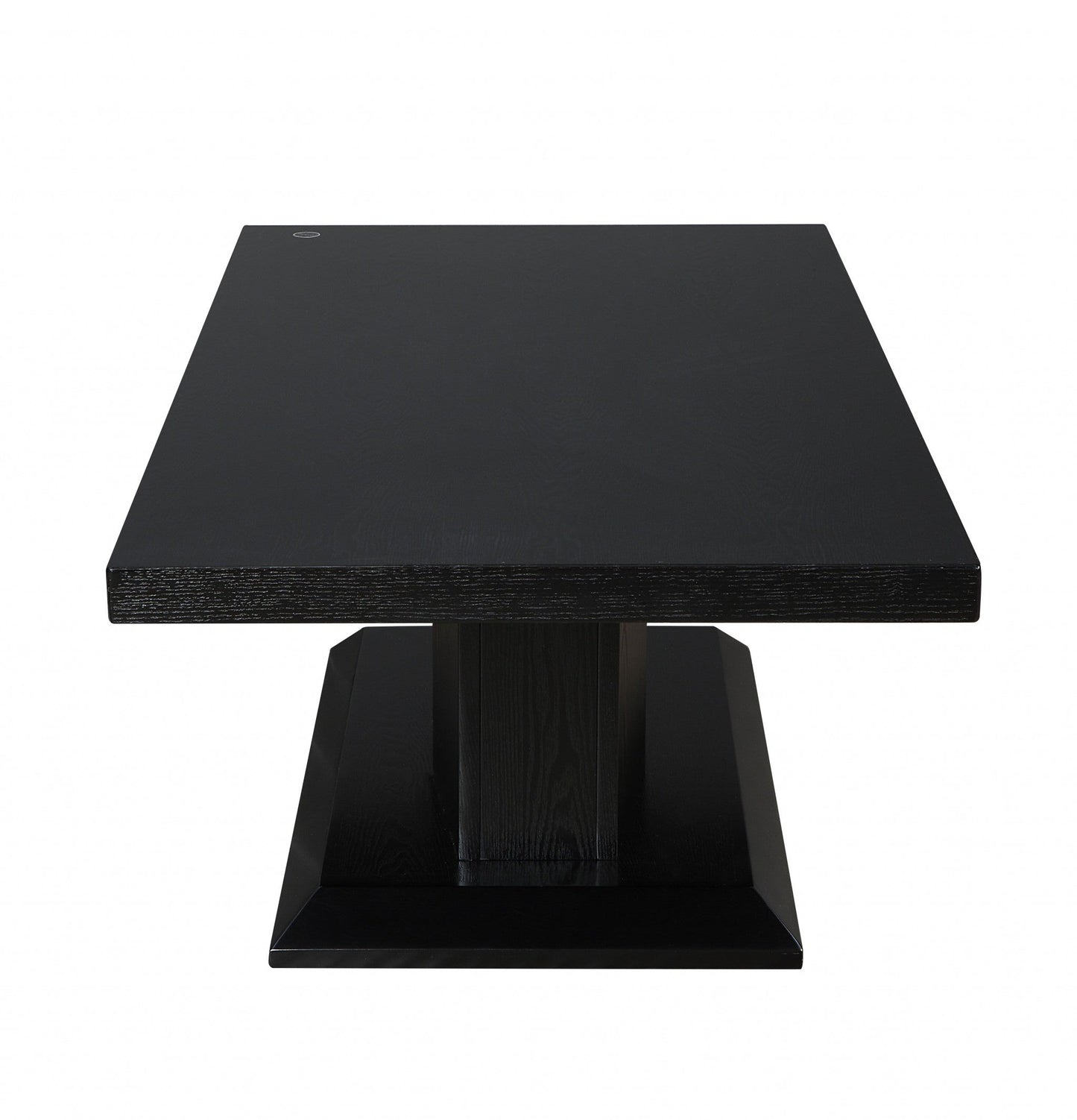 HomeRoots 26" x 50" x 18" Wood And Glass Coffee Table With LED in Black Finish