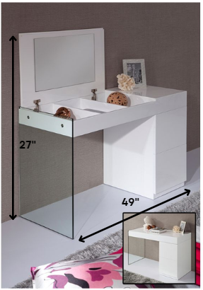 HomeRoots 27" Glass Floating Vanity With A Mirror in White Finish