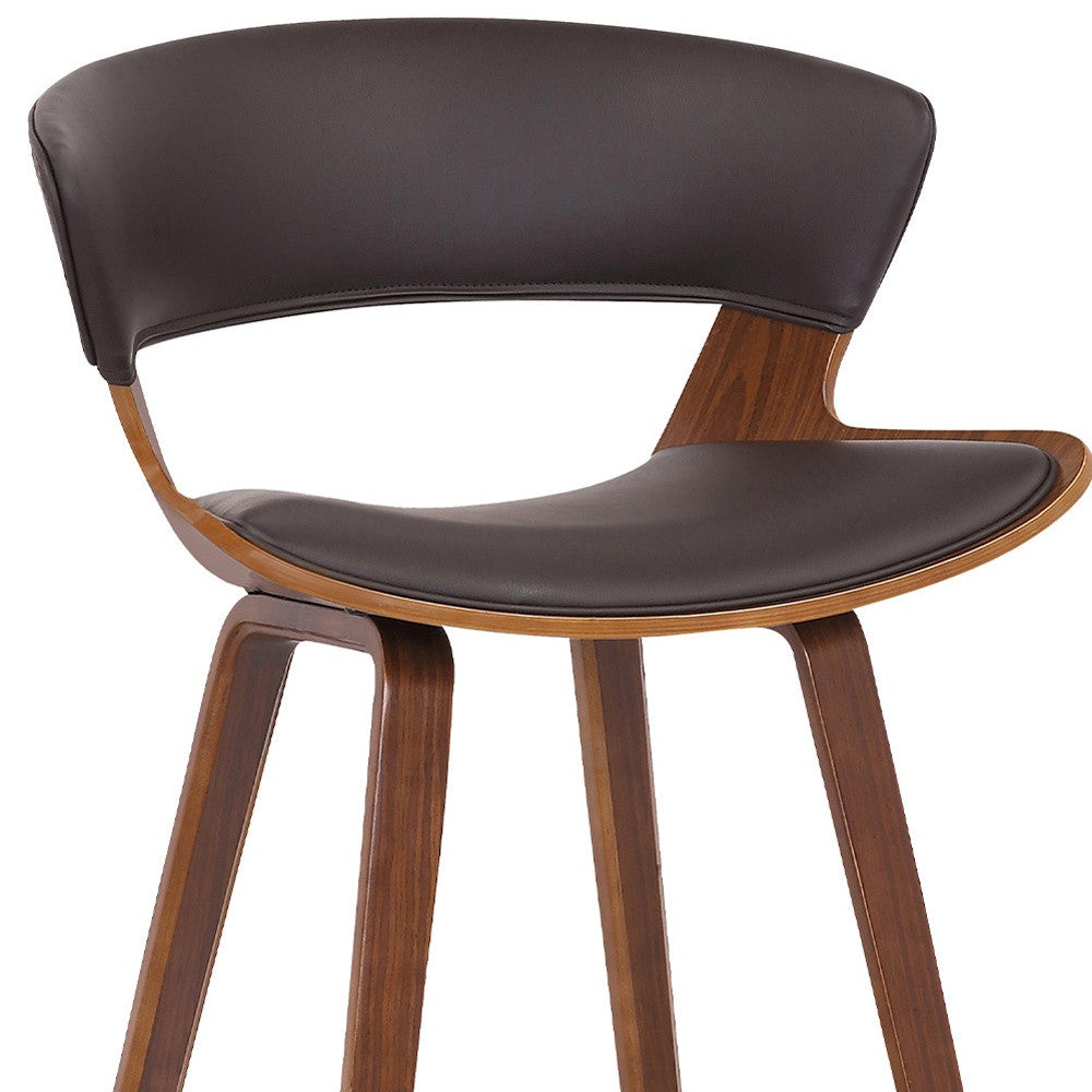 HomeRoots 27" Iron Low Back Counter Height Bar Chair in Brown Finish