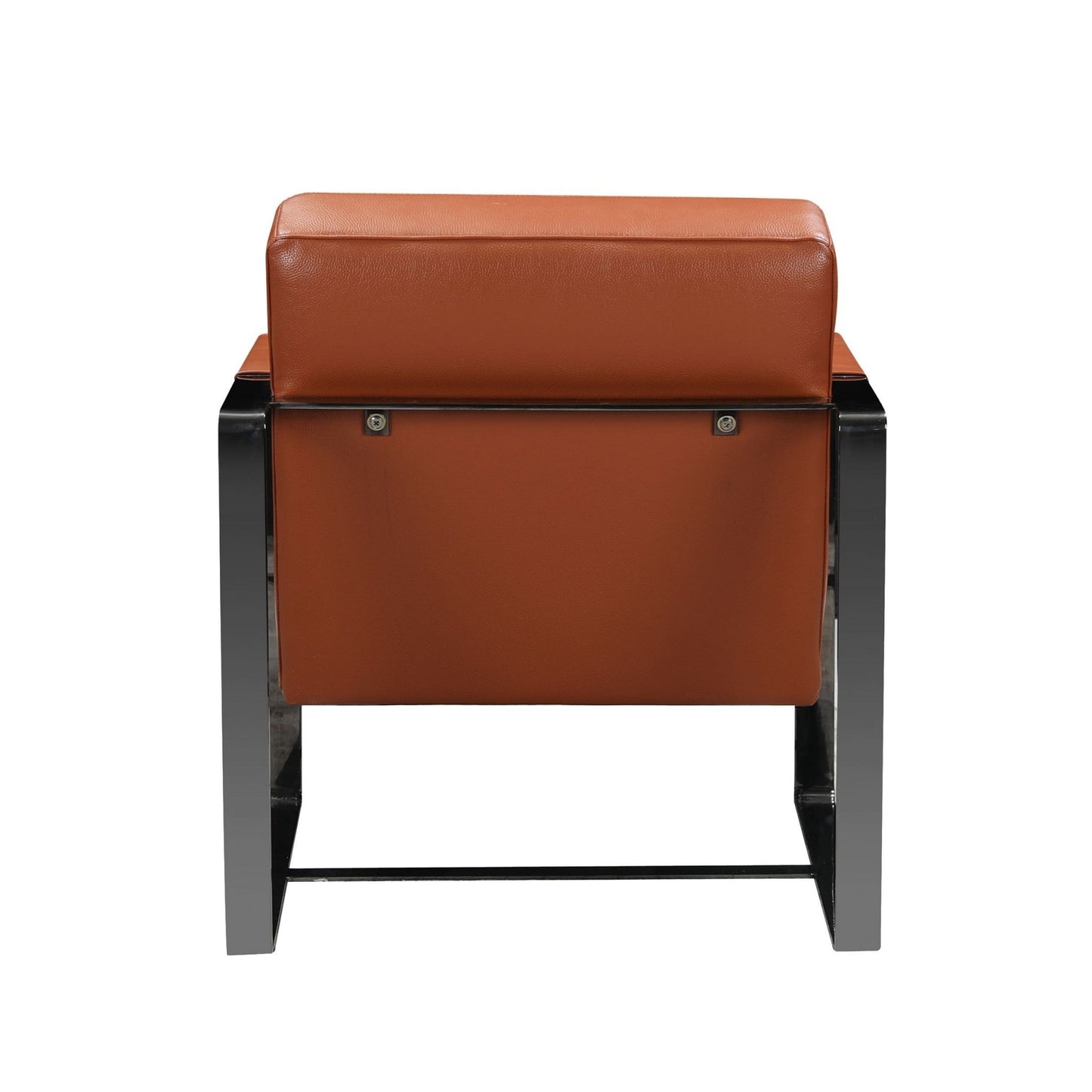 HomeRoots 28" Genuine Leather Arm Chair in Camel and Black Finish