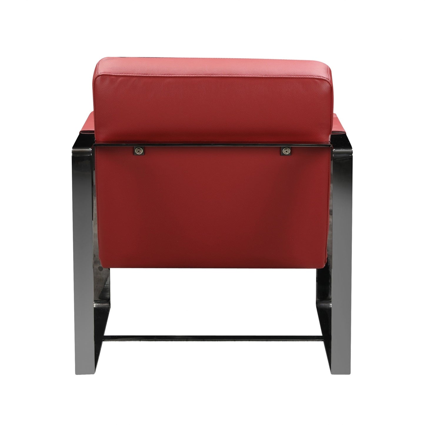 HomeRoots 28" Genuine Leather Arm Chair in Red And Black Finish
