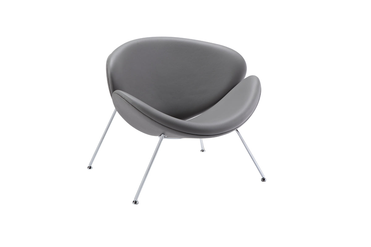 HomeRoots 28" Grey Leatherette and Metal Accent Chair