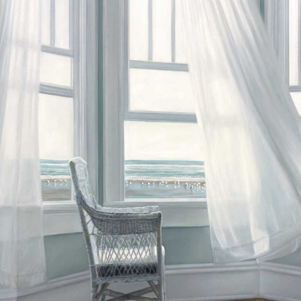 HomeRoots 28" Lonesome Single Chair with Flying White Curtains Giclee Wrap Canvas Wall Art