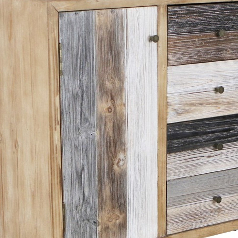 HomeRoots 28" Multi Solid And Manufactured Wood Four Drawer Sideboard