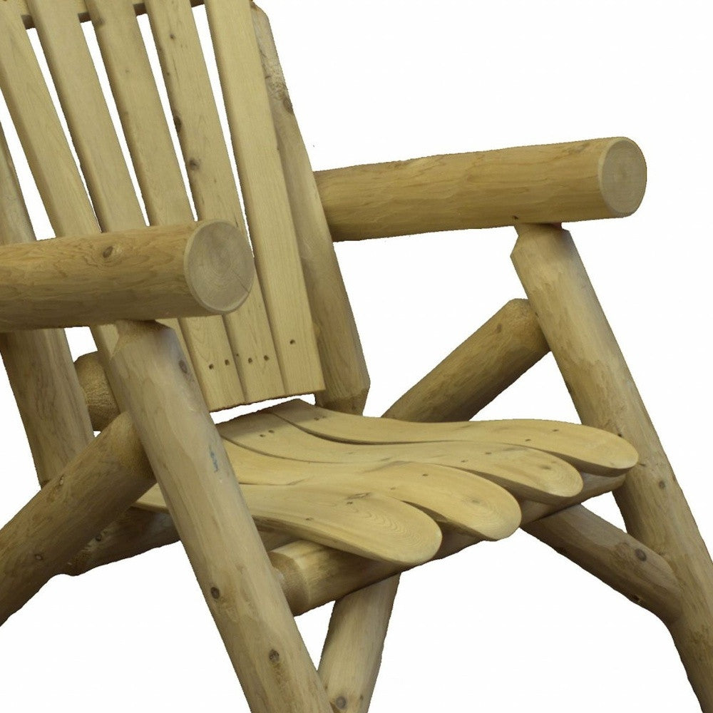 HomeRoots 28" x 30" x 39" Natural Wood Lounge Chair