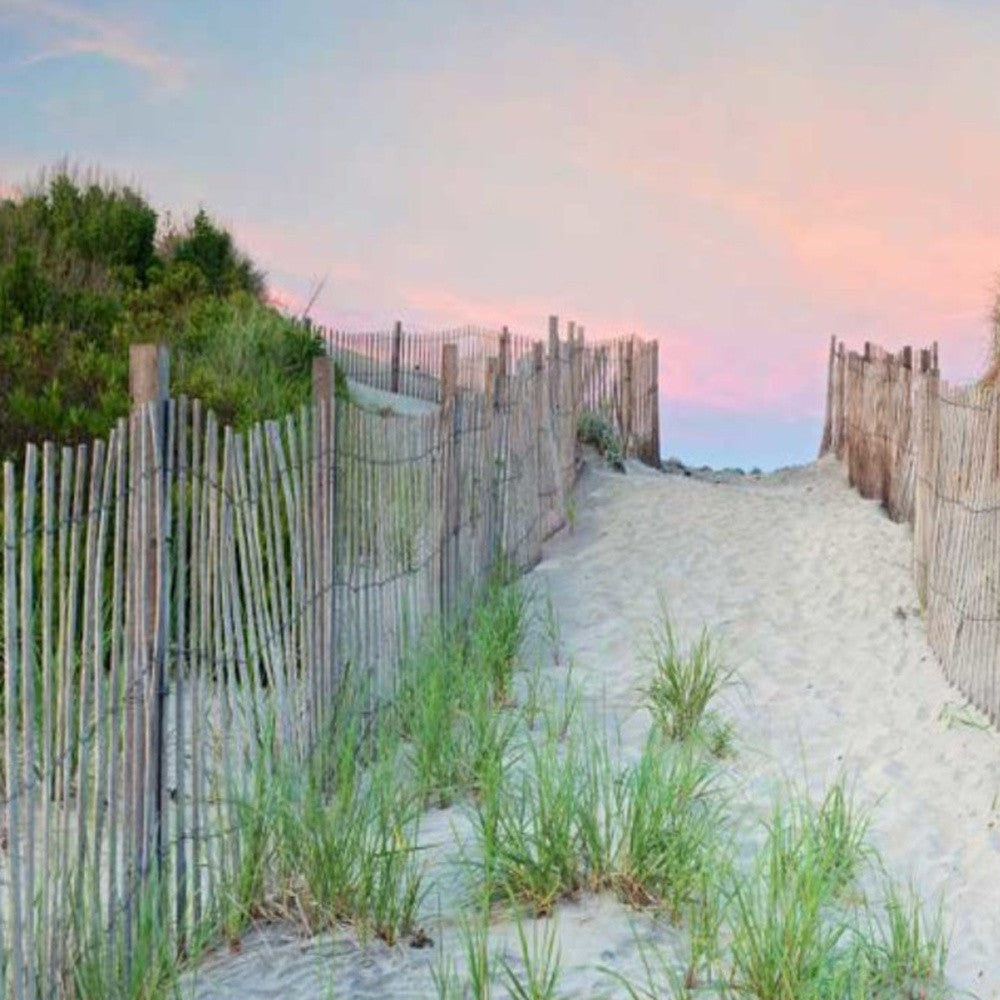 HomeRoots 29" Beach Entrance with Pink Sunset 1 Giclee Wrap Canvas Wall Art