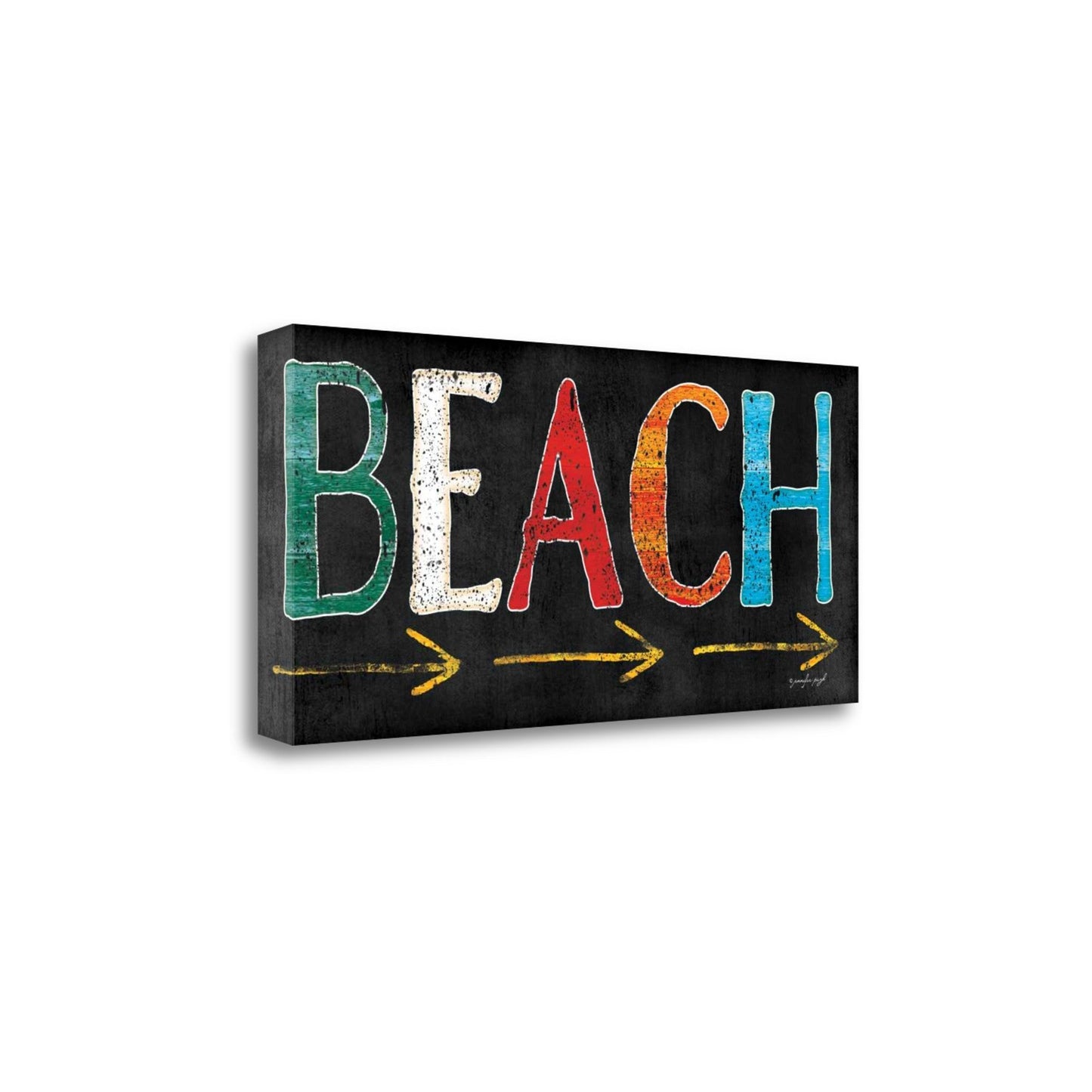 HomeRoots 29" Bright Beach Sign Giclee Print on Gallery Wrap Canvas Wall Art
