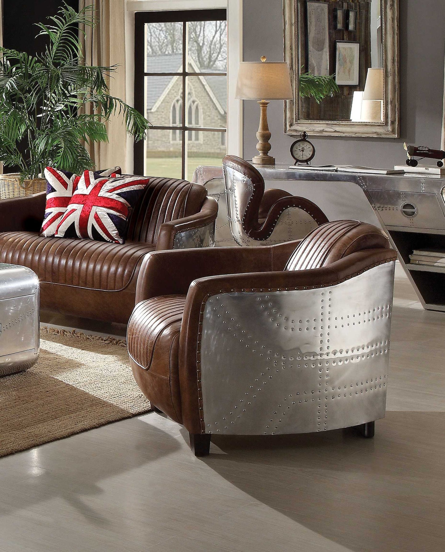 HomeRoots 29" Faux Leather Distressed Club Chair in Brown Finish