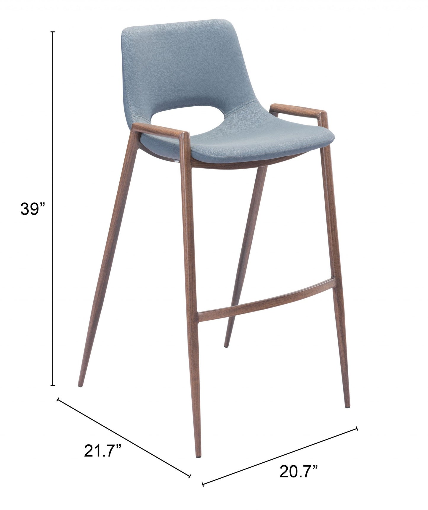 HomeRoots 29" Gray And Brown Steel Low Back Bar Height Chairs in Set of Two