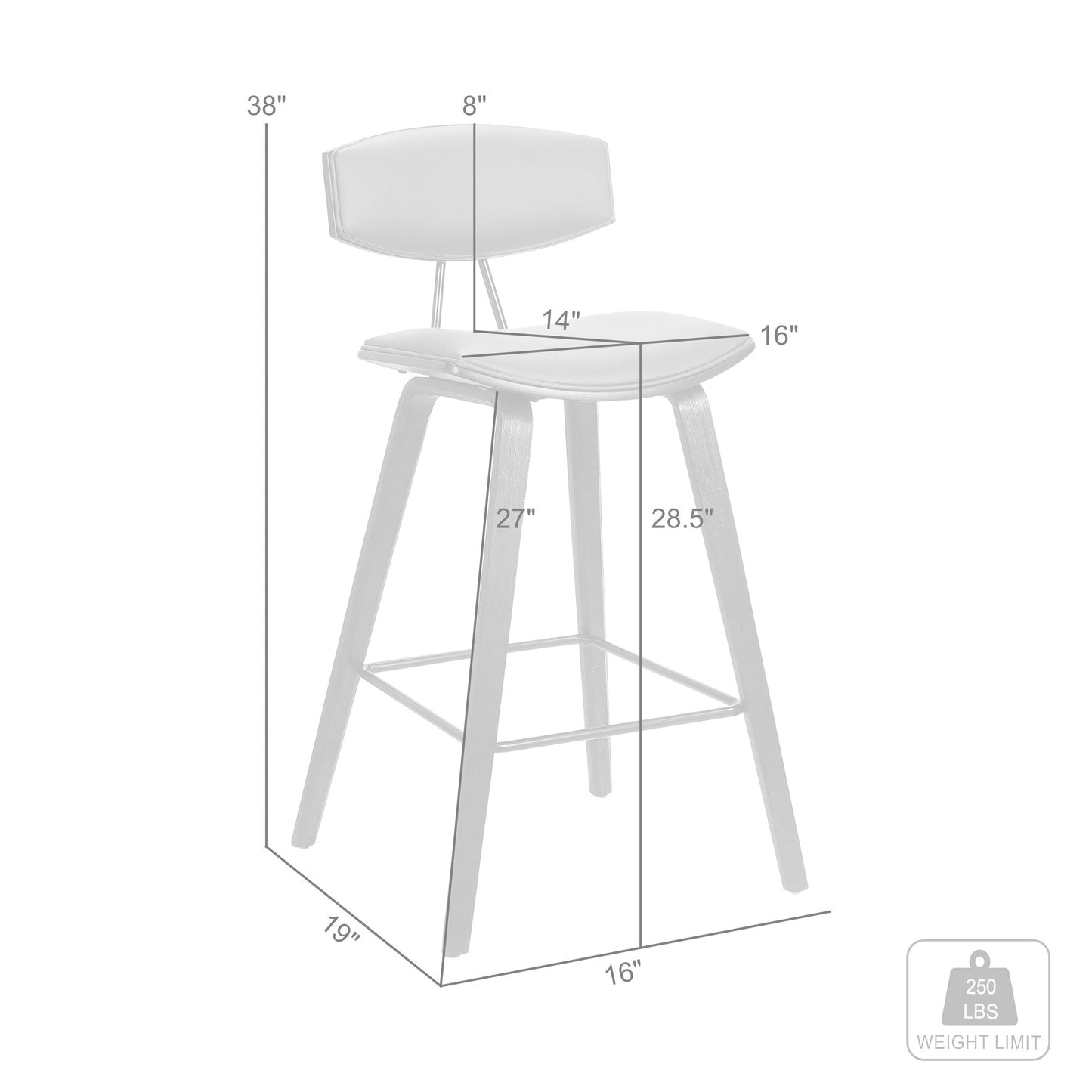 HomeRoots 29" Low Back Bar Height Chair in Brown Finish