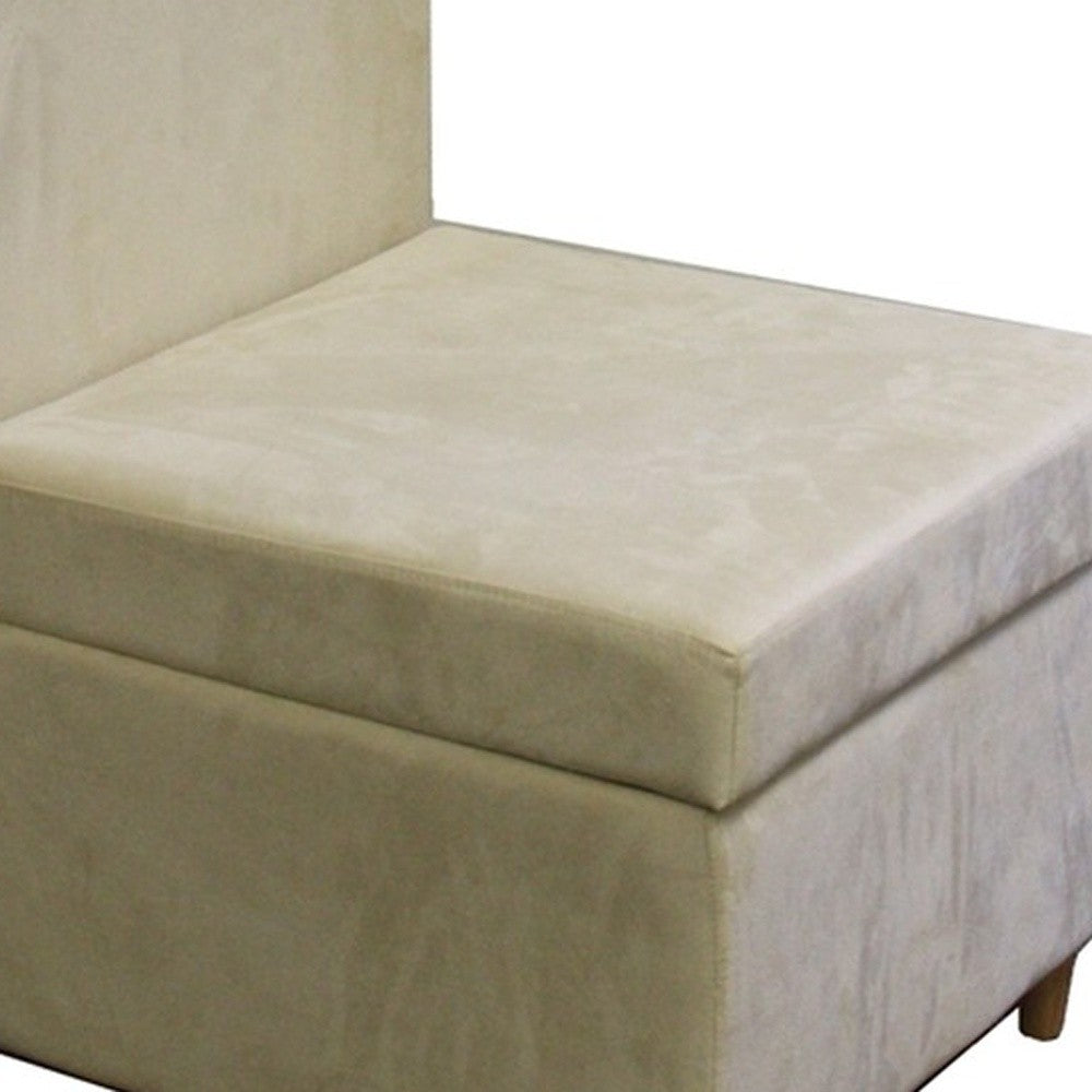 HomeRoots 29" Mod Microfiber Armless Accent Chair With Storage in Taupe Cream Finish