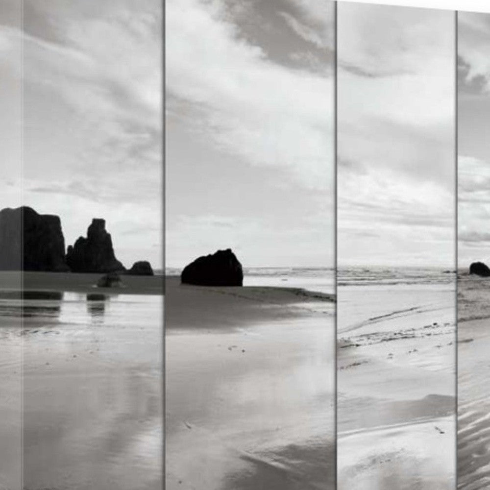 HomeRoots 29" Modern Black and White Beach Giclee Wrap Canvas Wall Art