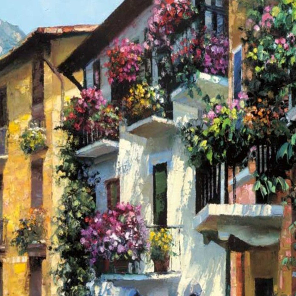 HomeRoots 29" Village Pathway and Colorful Buildings Giclee Wrap Canvas Wall Art