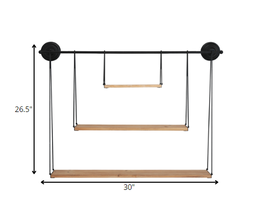 HomeRoots 3 Tier Nested Black Metal and Wood Shelf