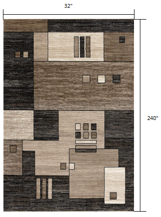 HomeRoots 3' x 20' Beige and Brown Geometric Runner Rug